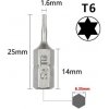 Torx (hviezdica / šesťhran), náhradný bit 1/4 Torx (hviezdica / šesťhran), náhradný bit 1/4