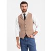 Ombre Fitted elegant men's vest with elastane and lapels - brown hnedá S Ombre 5907064508556 Ombre Fitted elegant men's vest with elastane and lapels - brown hnedá S Ombre 5907064508556