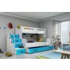 ImportWorld Dětská patrová postel Romana 3 - 3 osoby modrá 200x120, ImportWorld Dětská patrová postel Romana 3 - 3 osoby modrá 200x120,