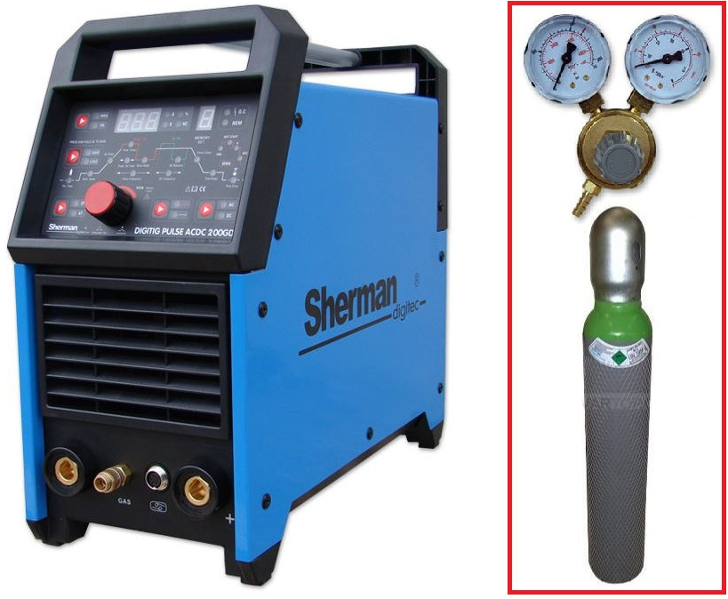 Sherman DIGITIG 200GD AC/DC pulse + Horák + Káble + Ventil + Argon fľaša PLNÁ