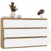Komoda TopEshop 120 cm biela dub artisan 6 zásuviek matná Komoda TopEshop 120 cm biela dub artisan 6 zásuviek matná