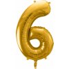 PartyDeco Fóliový balón číslo 6, 86cm zlatý PartyDeco Fóliový balón číslo 6, 86cm zlatý