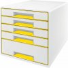 Leitz WOW CUBE 5 zásuviek bielo-žltý Leitz WOW CUBE 5 zásuviek bielo-žltý
