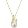 Evolution Group Očarujúce zlatý náhrdelník s pravou perlou a oslnivými briliantmi 92PB00051