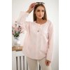 Kesi košeľová blúzka s vyšívaným vzorom púdrová ružová krémová