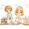 Nalepte.cz Chlapček a dievčatko textilní prelepiteľné nálepky na stenu arch 100 x 86 cm Nalepte.cz Chlapček a dievčatko textilní prelepiteľné nálepky na stenu arch 100 x 86 cm