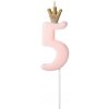 PartyDeco Sviečka narodeninová číslo 5, svetlo ružová, 9,5 cm PartyDeco Sviečka narodeninová číslo 5, svetlo ružová, 9,5 cm