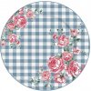 Modro-biely retro porcelánový dezertný tanier s kockovaným dekorom a kvetinovým motívom o priemere 19 cm Isabelle Rose 36036 Modro-biely retro porcelánový dezertný tanier s kockovaným dekorom a kvetinovým motívom o priemere 19 cm Isabelle Rose 36036