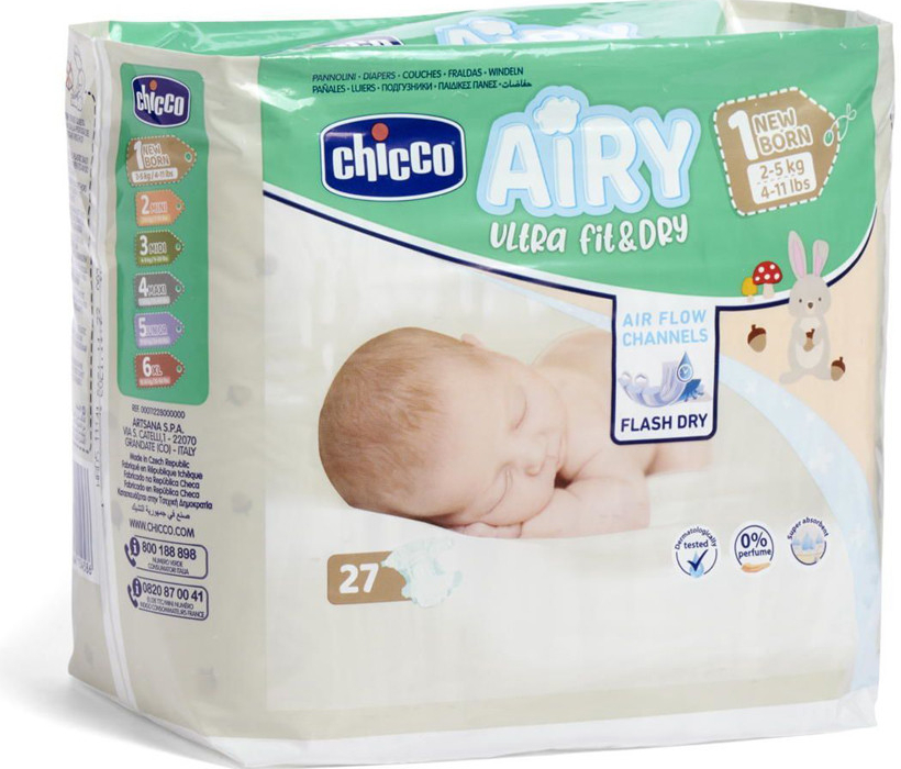 CHICCO Airy 1 Newborn 2-5 kg 27 ks