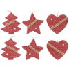 Záves 6 ks, 60 mm srdce, hviezda, stromek, mix pletený červený Záves 6 ks, 60 mm srdce, hviezda, stromek, mix pletený červený