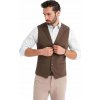 Hnedá pánska vypasovaná vesta s klopami Ombre OM-BLZV-0144 V2 veľ. XL Hnedá pánska vypasovaná vesta s klopami Ombre OM-BLZV-0144 V2 veľ. XL