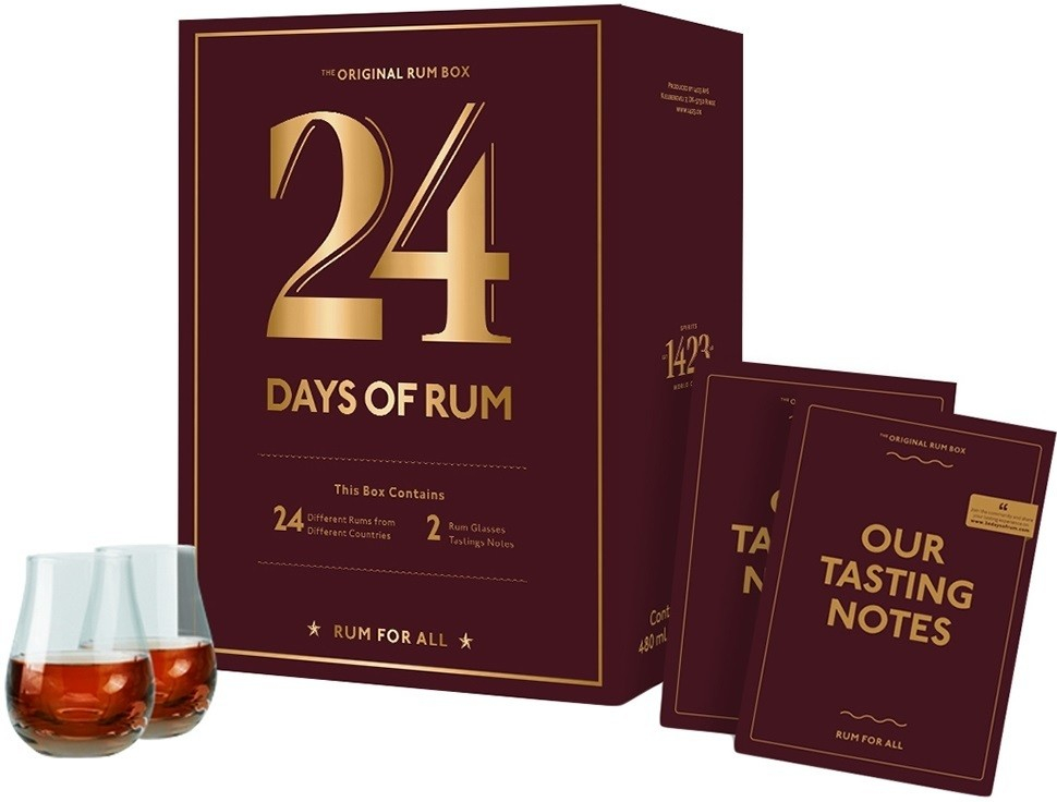 24 Days of Rum Rumový kalendár 2021 42,9% 24 x 0,02 l (dárčekové balenie kalendár a 2 poháre)