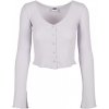 Ladies Cropped Rib Cardigan - softlilac