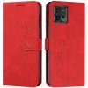 Peňaženkové kožené puzdro Feel Heart Pattern na Motorola Moto G72 - Červená Peňaženkové kožené puzdro Feel Heart Pattern na Motorola Moto G72 - Červená