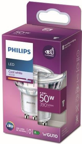 Philips 8718699776992 LED žiarovka 1x4,6W GU10 390lm 4000K studená biela, bodová, Eyecomfort