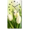 Nástenné sklenené hodiny Biele tulipány 30x60 cm Nástenné sklenené hodiny Biele tulipány 30x60 cm