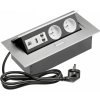 Nábytková zásuvka výklopná 2x230V + USB +RJ45 strieborná (GTV) Nábytková zásuvka výklopná 2x230V + USB +RJ45 strieborná (GTV)