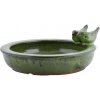 Esschert Design Kúpeľ pre vtáčiky krmítko Elegant keramická kruhová 27 x 11 cm zelená