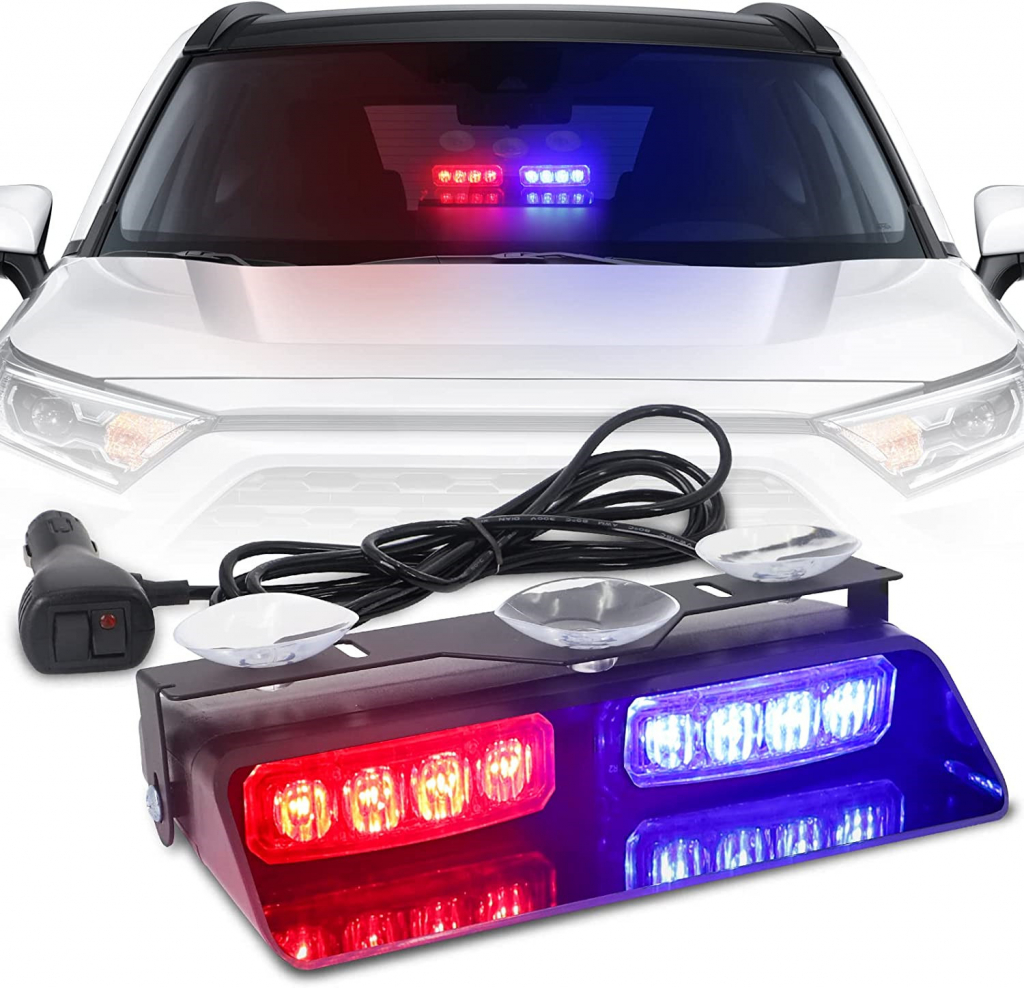 Majaky do auta ako vystrazne svetlo 16 LED (32W) - multifarebné 18cm x 2ks s prísavkami