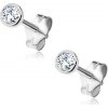 Šperky eshop - Strieborné náušnice 925 - číry zirkón v okrúhlej objímke, 3 mm X20.5 Šperky eshop - Strieborné náušnice 925 - číry zirkón v okrúhlej objímke, 3 mm X20.5