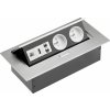 Nábytková zásuvka výklopná 2x230V + USB +RJ45 audio IN/OUT strieborná (GTV) Nábytková zásuvka výklopná 2x230V + USB +RJ45 audio IN/OUT strieborná (GTV)