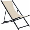 BELIANI Skladacia plážová stolička béžová látkové sedadlo čierny rám ležadlo na terasu s nastaviteľným operadlom