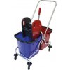 Cleanex Upratovací vozík dvojitý chrómovaný 2 x 25 l farebný žmýkač vedro
