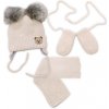 Baby Nellys Detská sada zimná čiapka so šálom rukavičky 3D Teddy Bear béžová Baby Nellys Detská sada zimná čiapka so šálom rukavičky 3D Teddy Bear béžová
