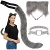 Kostým Mačka Líška Vlk RUHHY Chvost Uši Choker Sivý Prezlek 3v1 Kostým Mačka Líška Vlk RUHHY Chvost Uši Choker Sivý Prezlek 3v1