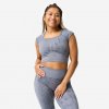 Domyos dámsky fitness crop top bezšvový s potlačou sivý