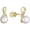 Zlaté 14 karátové náušnice žlté zlato s bielou riečnou perlou a zirkónmi 91PZ00028 nekonečno Zlaté 14 karátové náušnice žlté zlato s bielou riečnou perlou a zirkónmi 91PZ00028 nekonečno