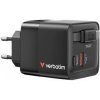 Cestovný adaptér Verbatim GaN s kabelem 65W, 2x USB-C PD, 1x USB QC (32217) čierny Cestovný adaptér Verbatim GaN s kabelem 65W, 2x USB-C PD, 1x USB QC (32217) čierny