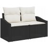 7-dielna súprava záhradného sedenia s vankúšmi, čierny ratan, akácia 7-dielna súprava záhradného sedenia s vankúšmi, čierny ratan, akácia
