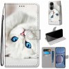 Peňaženkové kožené puzdro DRAWING na Huawei P50 - White Kitten Peňaženkové kožené puzdro DRAWING na Huawei P50 - White Kitten