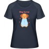 MyMate Predĺžené Tričko MY120 Nápis Dog Lover a psík Navy Heather Navy