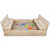 ATMOWOOD Drevené prírodné pieskovisko s lavičkami 120 x 120 cm ATMOWOOD Drevené prírodné pieskovisko s lavičkami 120 x 120 cm
