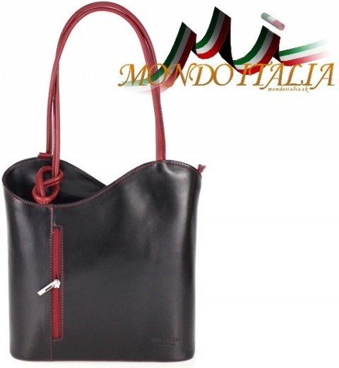 Made in Italy kožená kabelka 113 čierna + červená
