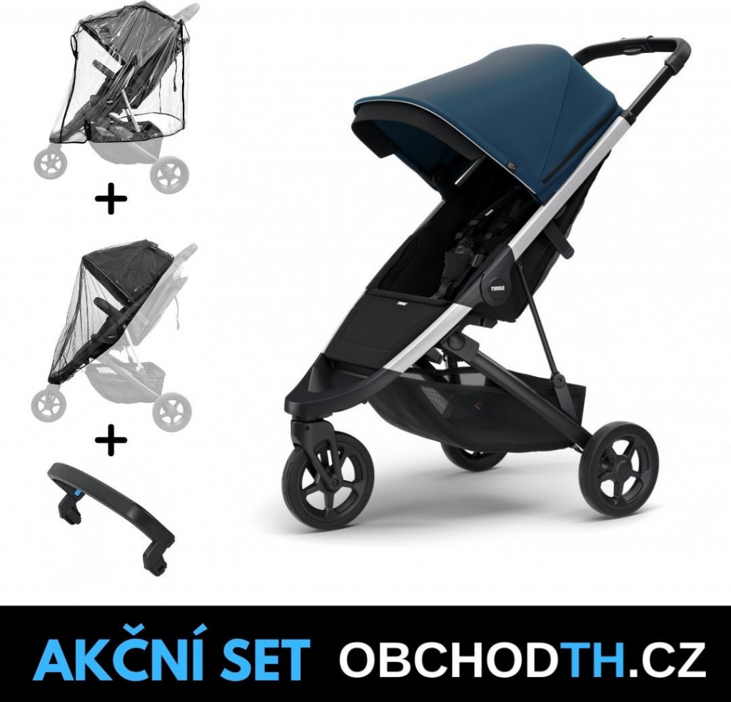 Thule Spring Aluminium / Majolica Blue 2022 + madlo + pláštěnka + ochranná síť OBCHODTH.CZ