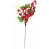 Vetvička MagicHome Vianoce, s bobuľkami a lístkami, červená, 32 cm Vetvička MagicHome Vianoce, s bobuľkami a lístkami, červená, 32 cm
