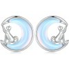For Silver Puzetové náušnice Mačka na mesiaci - Striebro 925 For Silver Puzetové náušnice Mačka na mesiaci - Striebro 925