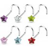 Šperky eshop - Zahnutý piercing do nosa z nehrdzavejúcej ocele - zirkónová hviezdička U09.19 - Rozmer: 1 mm x 6 mm x 3 mm, Farba piercing: Zelená Šperky eshop - Zahnutý piercing do nosa z nehrdzavejúcej ocele - zirkónová hviezdička U09.19 - Rozmer: 1 mm x 6 mm x 3 mm, Farba piercing: Zelená