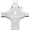 Viking 4v1/Flash USB/16GB/USB 3.0/USB-A + USB-C/+ Adaptér/Strieborná VUF16GBS Viking 4v1/Flash USB/16GB/USB 3.0/USB-A + USB-C/+ Adaptér/Strieborná VUF16GBS