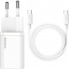 NoName Baseus rýchlonabíjačka do siete Super Si USB-C PD QC 25W (s káblom USB-C na USB-C) biela 6953156206038 NoName Baseus rýchlonabíjačka do siete Super Si USB-C PD QC 25W (s káblom USB-C na USB-C) biela 6953156206038