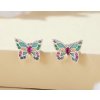 For Silver Puzetové náušnice Motýľ s farebnými zirkónmi - Striebro 925 For Silver Puzetové náušnice Motýľ s farebnými zirkónmi - Striebro 925