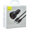 BASEUS autonabíjačka USB A + Typ C s digitálnym displejom + kábel Typ C až Typ C PD3.0 QC4.0 5A 100W TZCCZX-01 čierny BASEUS autonabíjačka USB A + Typ C s digitálnym displejom + kábel Typ C až Typ C PD3.0 QC4.0 5A 100W TZCCZX-01 čierny