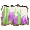 Samolepící díra nálepka Fialové tulipány 95x64 cm Samolepící díra nálepka Fialové tulipány 95x64 cm