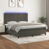 Box spring postel s matrací a LED tmavě šedá 180x200 cm samet Šedá 3136018 Box spring postel s matrací a LED tmavě šedá 180x200 cm samet Šedá 3136018