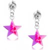 Šperky eshop - Puzetové náušnice, striebro 925, číry krištáľ, ružovo-fialová hviezdička PC11.05 Šperky eshop - Puzetové náušnice, striebro 925, číry krištáľ, ružovo-fialová hviezdička PC11.05