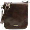 Kožená taška cez rameno s dvoma priehradkami TL Messenger - Tuscany Leather Farba: Tmavohnedá Kožená taška cez rameno s dvoma priehradkami TL Messenger - Tuscany Leather Farba: Tmavohnedá