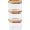 Sada dóz Pebbly, PKV-034, sada 3 ks, skleněná, čtverec, na jídlo, 500 ml, bambusové víko, 11 x 11 x 7 cm Sada dóz Pebbly, PKV-034, sada 3 ks, skleněná, čtverec, na jídlo, 500 ml, bambusové víko, 11 x 11 x 7 cm